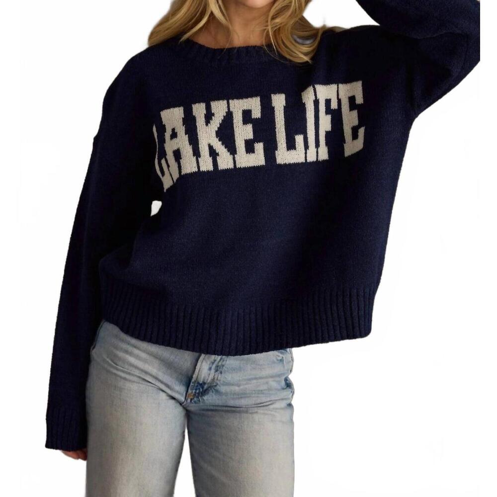 NEW PANACHE APPAREL lake life graphic sweater in navy